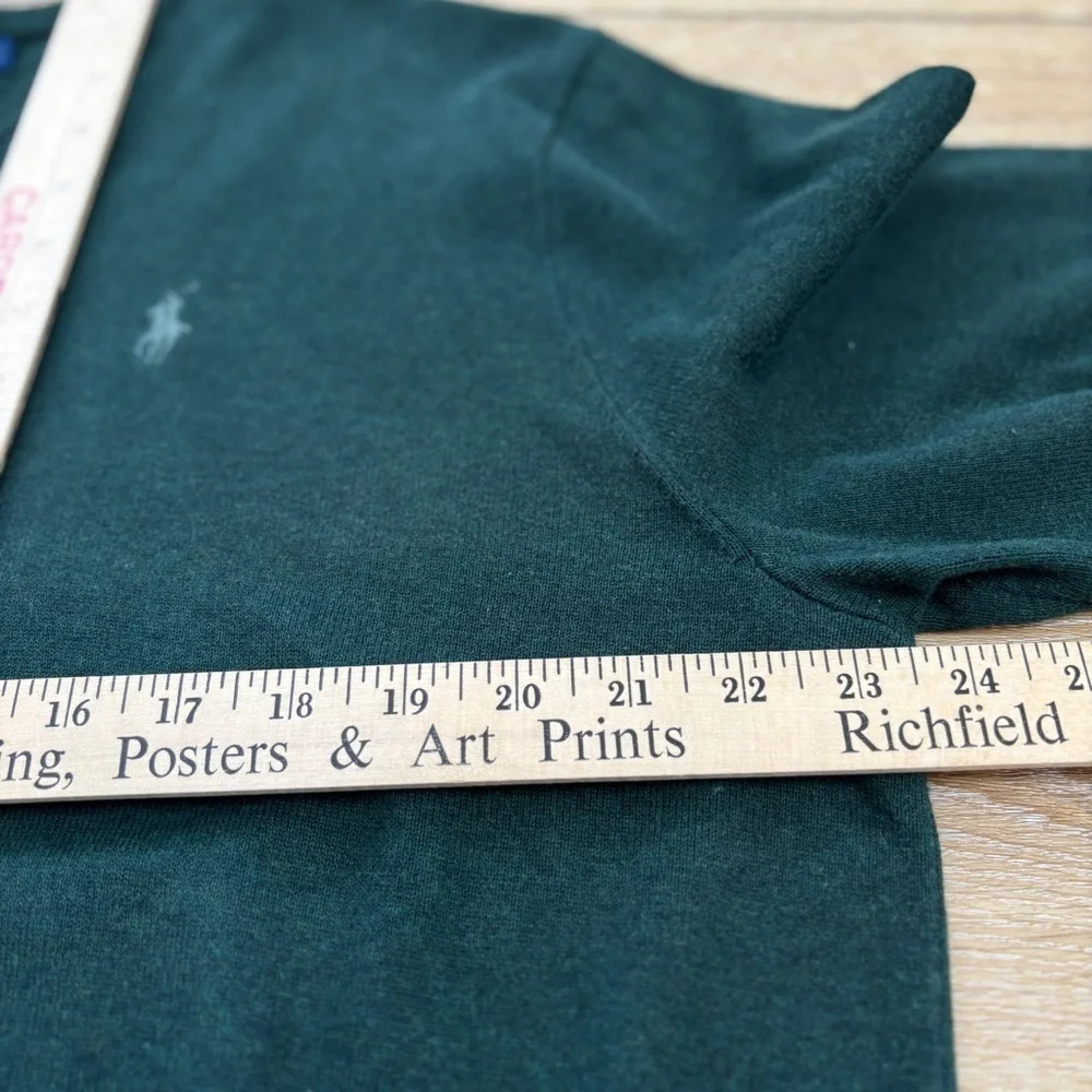 Polo Ralph Lauren Men's V-Neck Sweater Sz XL X-Large Pima Cotton Green Pony Logo